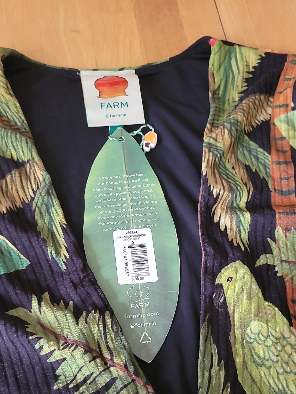 FARM Rio Cocoa Leaf Bodysuit Size S - Picture 7 of 16